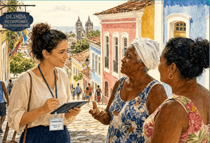 Pesquisadora nas ladeiras de Olinda — PE
